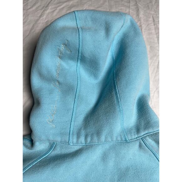 Lululemon Blue Medium Scuba Hoodie Women Striped Full Zip Thumbholes Heavyweight - Picture 9 of 9
